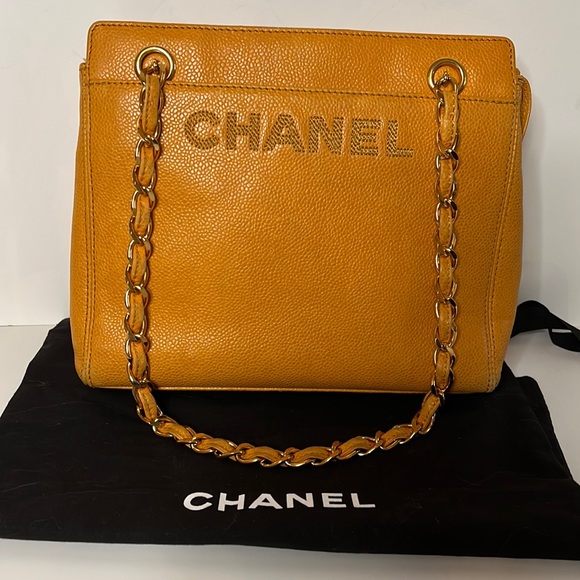 CHANEL Handbags - SOLD - CHANEL vintage orange caviar leather shoulder bag